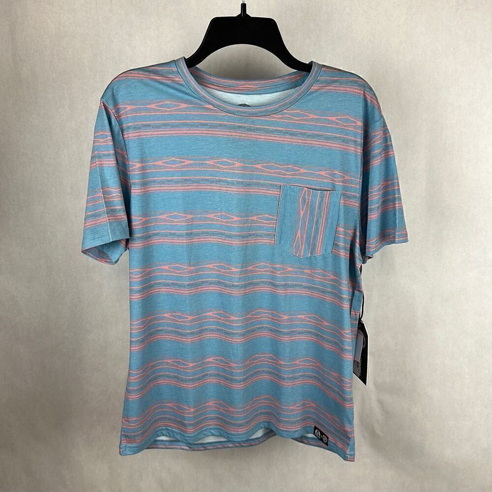 NWT Rock & Roll Denim Dale Brisby Pocket T-Shirt Powder Blue Crew Neck Tee